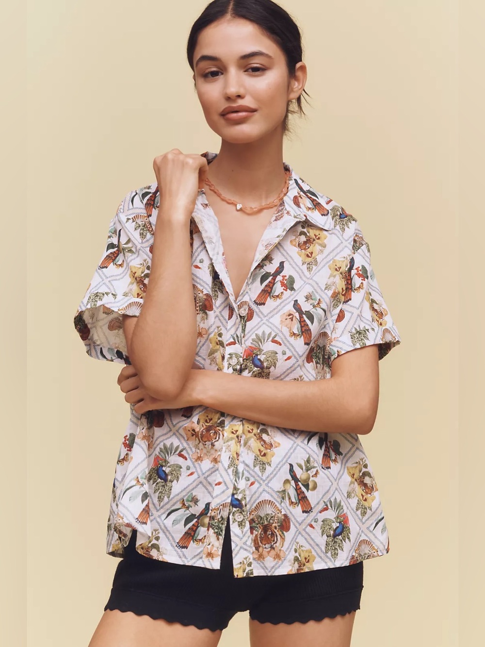 Anthro Maeve Henrietta Buttondown Surf Shirt Size L